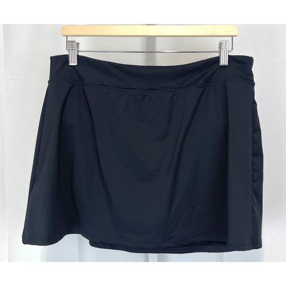 LANDS' END Tummy Control Swim Skirt 522881 Lined Bottom Black Size 14 - Picture 1 of 7